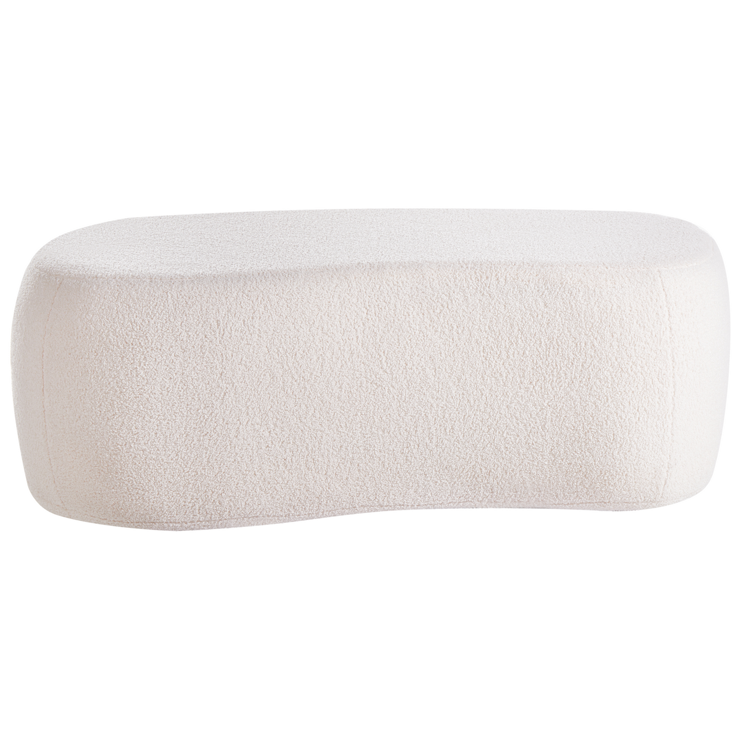 Pouffe Off White Boucle Upholstered Bed Bench Stool