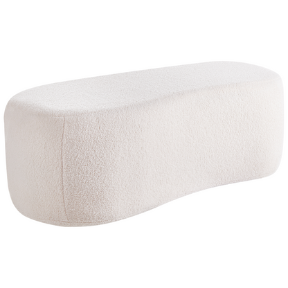 Pouffe Off White Boucle Upholstered Bed Bench Stool