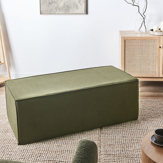 Pouffe Dark Green Jumbo Corduroy Upholstered Bed Bench Stool