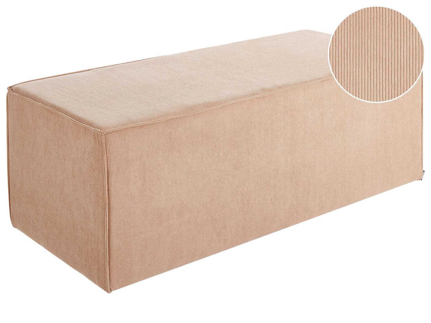 Pouffe Beige Corduroy Jumbo Upholstered Bed Bench Stool Accent Furniture For Living Room