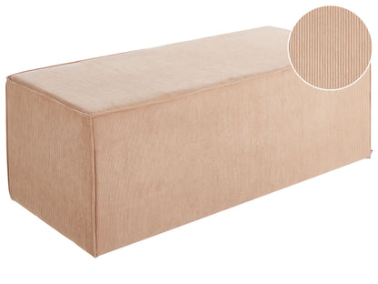 Pouffe Beige Corduroy Jumbo Upholstered Bed Bench Stool Accent Furniture For Living Room