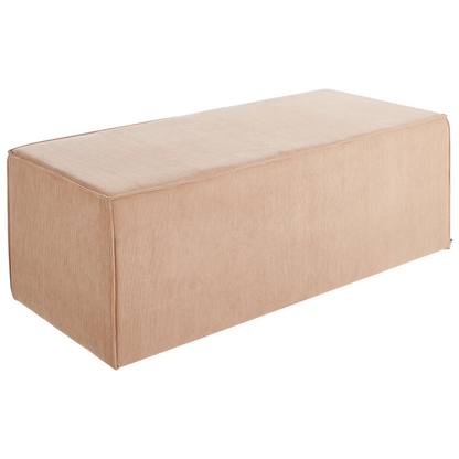 Pouffe Beige Corduroy Jumbo Upholstered Bed Bench Stool Accent Furniture For Living Room