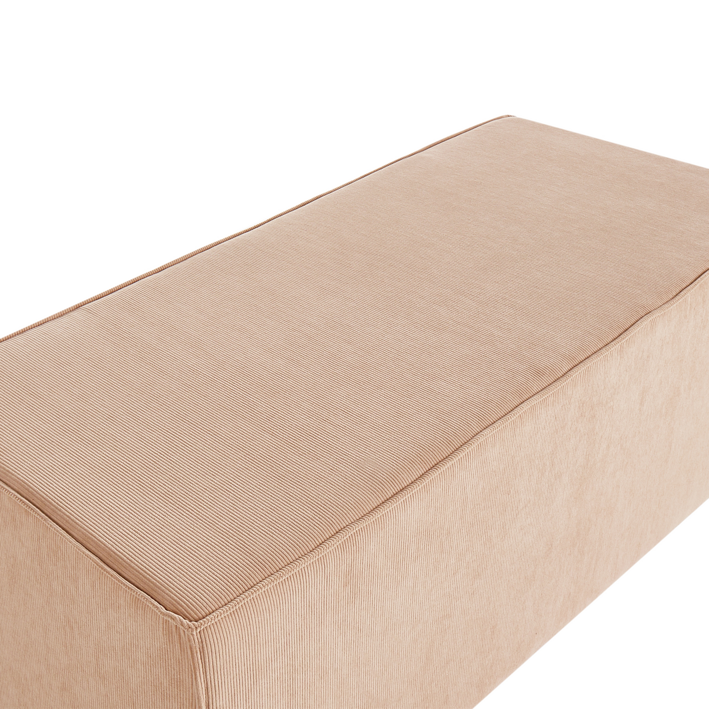 Pouffe Beige Corduroy Jumbo Upholstered Bed Bench Stool Accent Furniture For Living Room