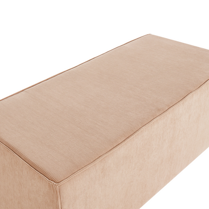 Pouffe Beige Corduroy Jumbo Upholstered Bed Bench Stool Accent Furniture For Living Room
