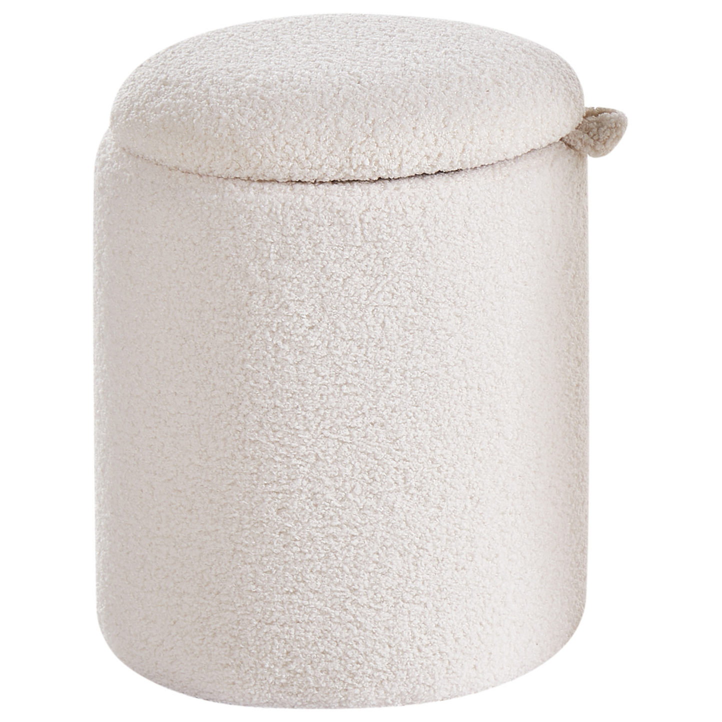 Living Boucle Pouffes Set of 2 Off White Ottomans Hidden Storage