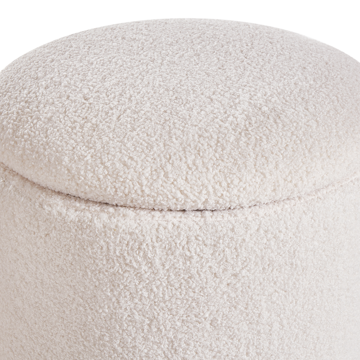 Living Boucle Pouffes Set of 2 Off White Ottomans Hidden Storage