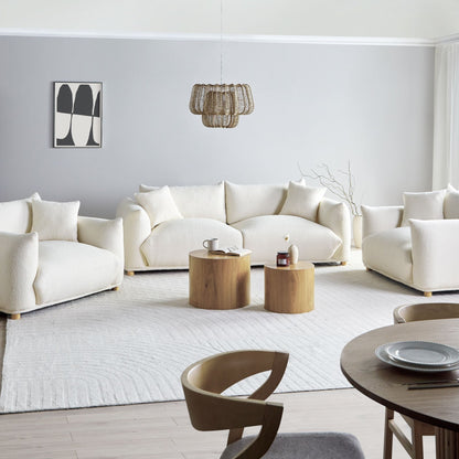 Elegance Home Boucle 5 Seater Sofa Set With Armchairs Off White