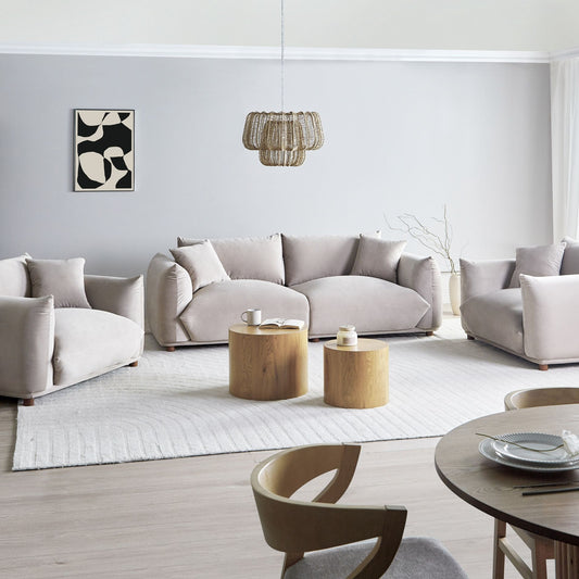 Velvet Sofa Set Taupe Five Seater With Armchairs And Scatter Cushions For Living Room
