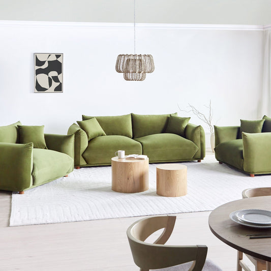 Green 5 Seater Sofa Set With Armchairs