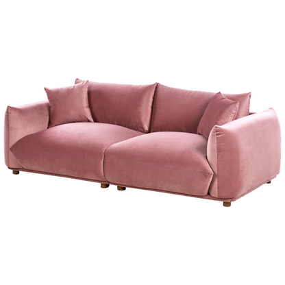 5 Seater Velvet Sofa Set With Armchairs In Pink