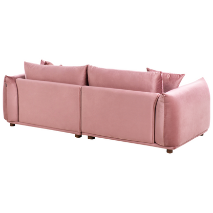 5 Seater Velvet Sofa Set With Armchairs In Pink