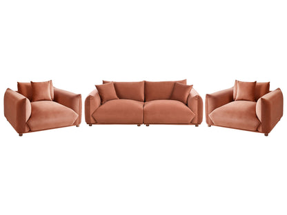 5 Seater Sofa Set in Golden Brown with Armchairs