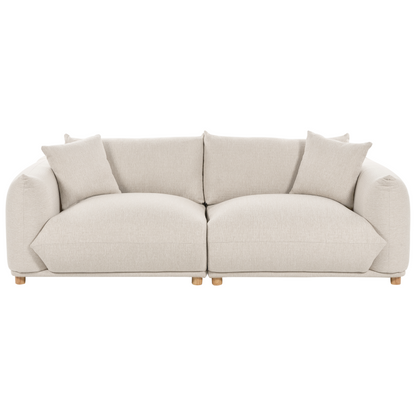 Fabric Sofa Set 5 Seater Light Beige Polyester Armchairs