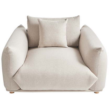 Fabric Sofa Set 5 Seater Light Beige Polyester Armchairs