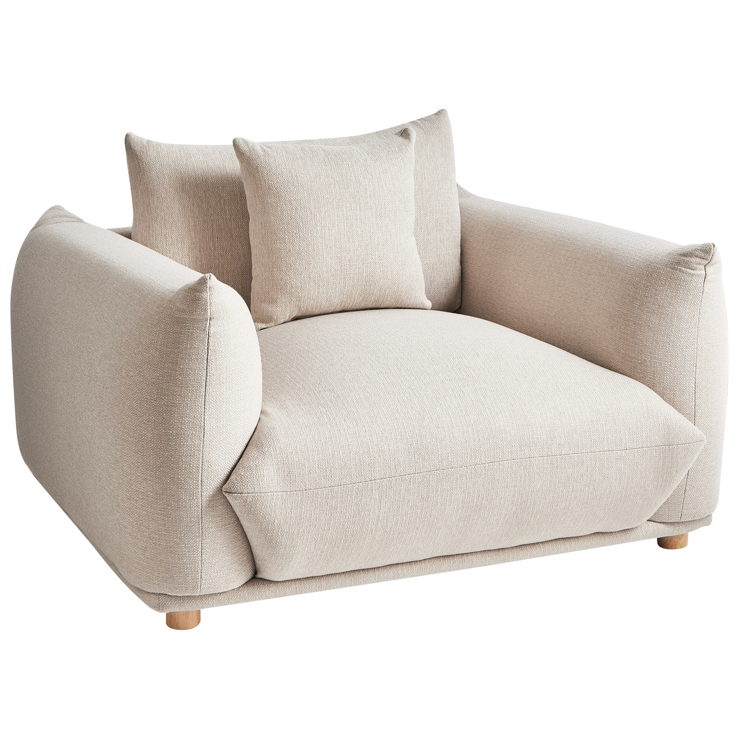 Fabric Sofa Set 5 Seater Light Beige Polyester Armchairs