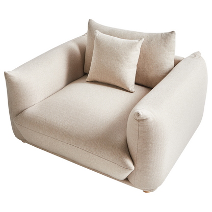 Fabric Sofa Set 5 Seater Light Beige Polyester Armchairs