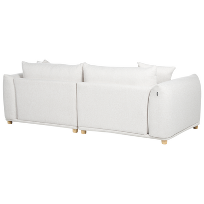Fabric Sofa Set 5 Seater Off White Polyester With Scatter Cushions And Armchairs