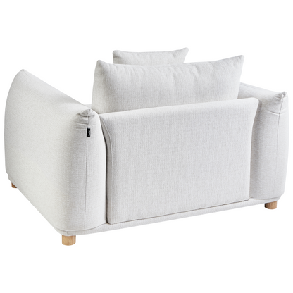 Fabric Sofa Set 5 Seater Off White Polyester With Scatter Cushions And Armchairs