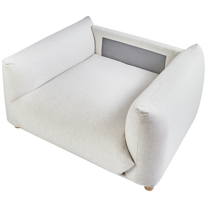 Fabric Sofa Set 5 Seater Off White Polyester With Scatter Cushions And Armchairs
