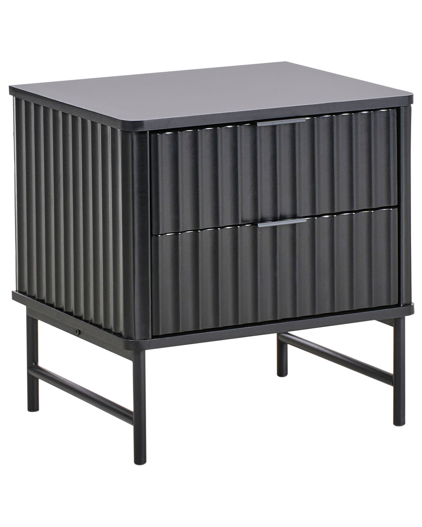 NovaHome Two Drawer Bedside Table Black MDF Modern Nightstand
