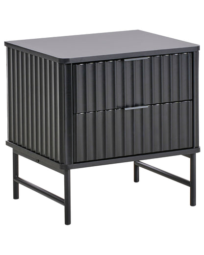 NovaHome Two Drawer Bedside Table Black MDF Modern Nightstand