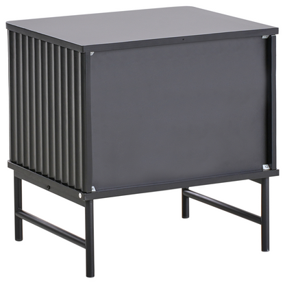 NovaHome Two Drawer Bedside Table Black MDF Modern Nightstand