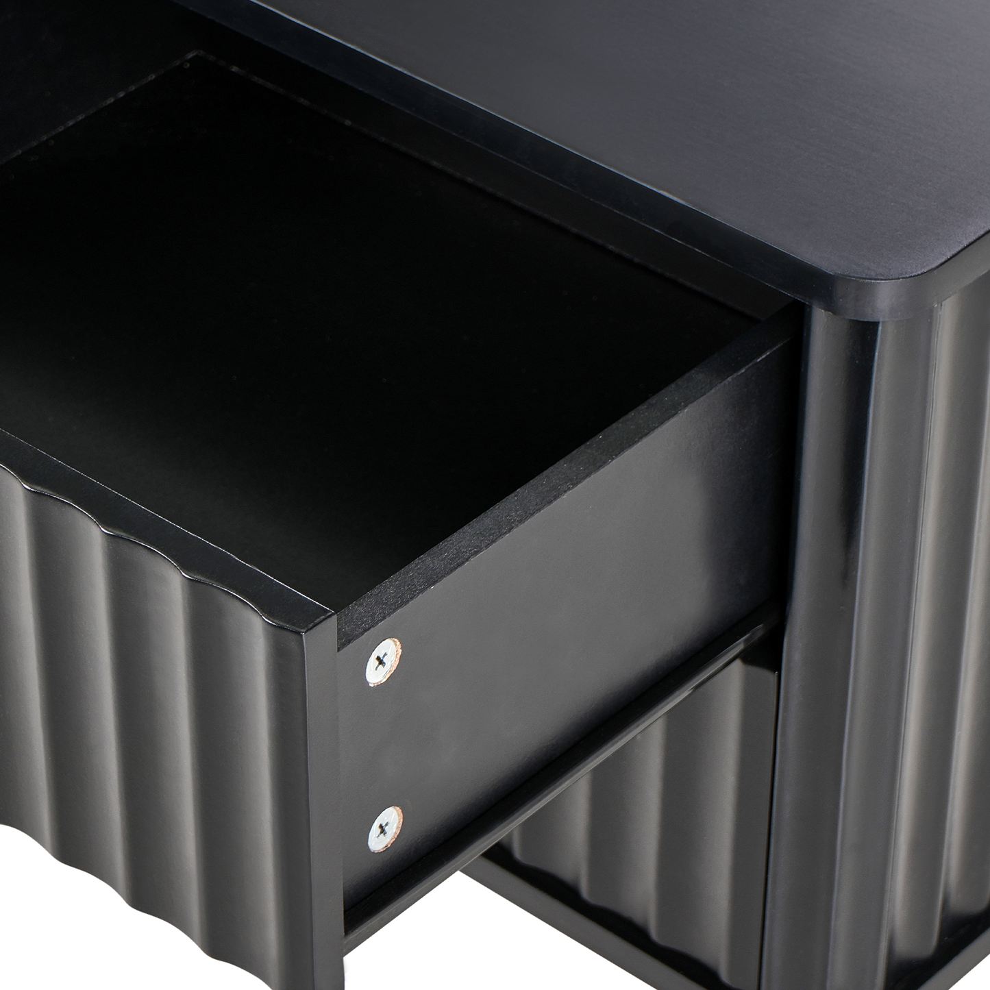NovaHome Two Drawer Bedside Table Black MDF Modern Nightstand