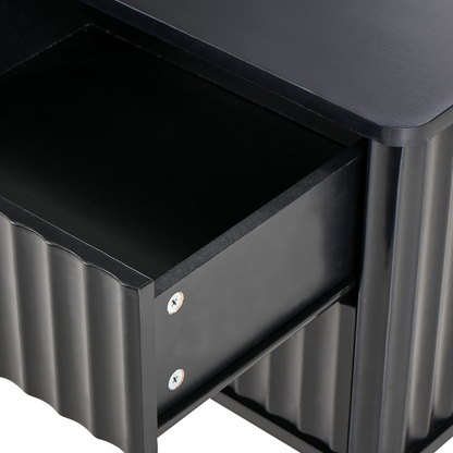 NovaHome Two Drawer Bedside Table Black MDF Modern Nightstand