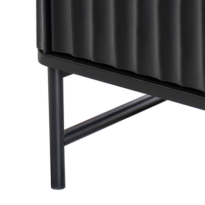 NovaHome Two Drawer Bedside Table Black Marble Effect MDF Nightstand