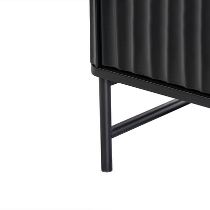 Everluxe TV Stand Black MDF 140x40 cm Open Shelf Cable Management