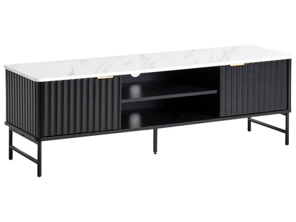 BrandName Black Marble Effect TV Stand 140x40 cm Modern MDF