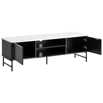 BrandName Black Marble Effect TV Stand 140x40 cm Modern MDF