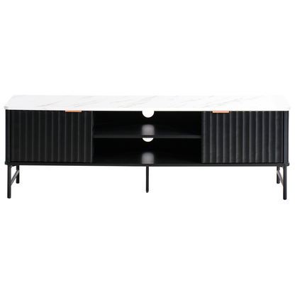 BrandName Black Marble Effect TV Stand 140x40 cm Modern MDF