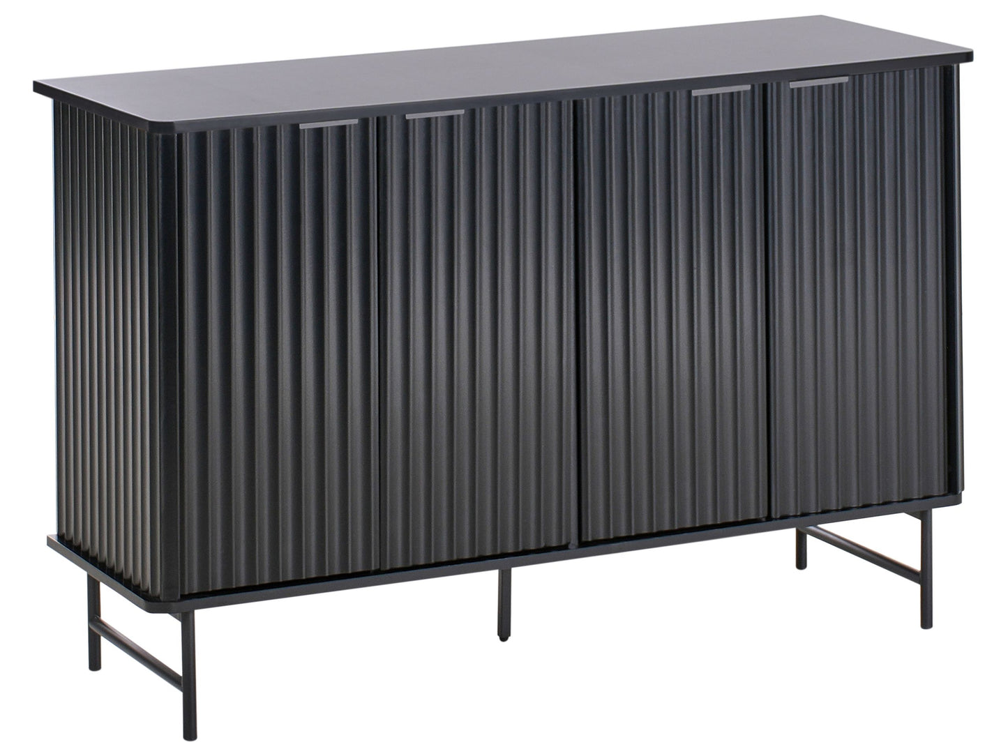 NovaHome Sideboard Black MDF 4 Door Cabinet Modern Minimalist Living Room Storage