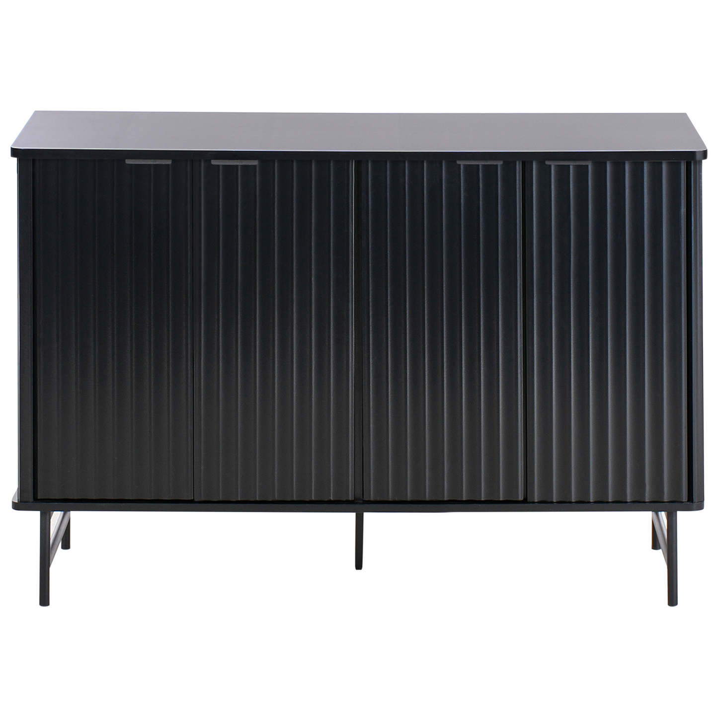 NovaHome Sideboard Black MDF 4 Door Cabinet Modern Minimalist Living Room Storage