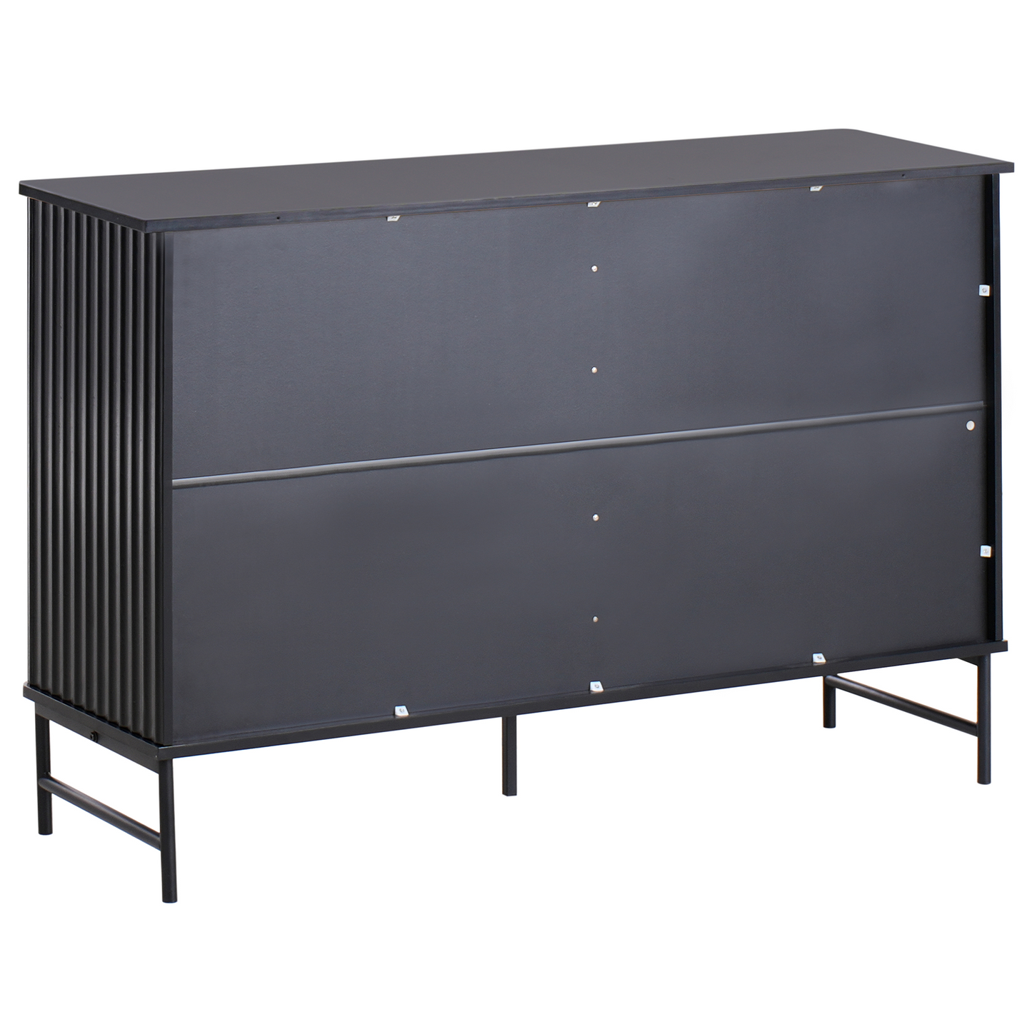 NovaHome 6 Drawer Chest Black Fluted Front With Metal Legs
