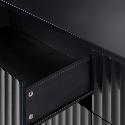 NovaHome 6 Drawer Chest Black Fluted Front With Metal Legs