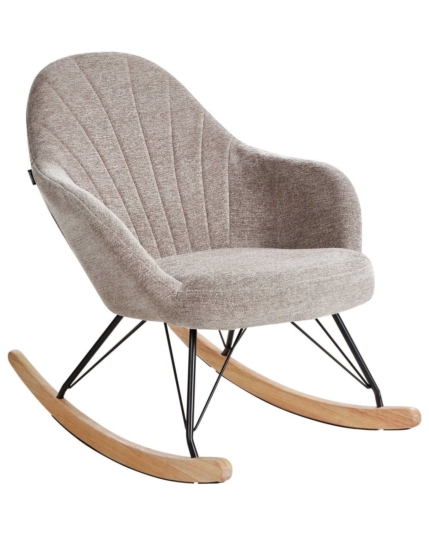 Rocking Chair Taupe Fabric With Wood Metal Legs Modern
