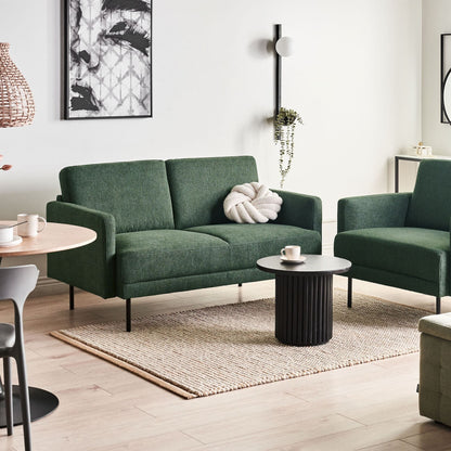 Modern Fabric 3 Seater Sofa Armchair Dark Green Water Repel