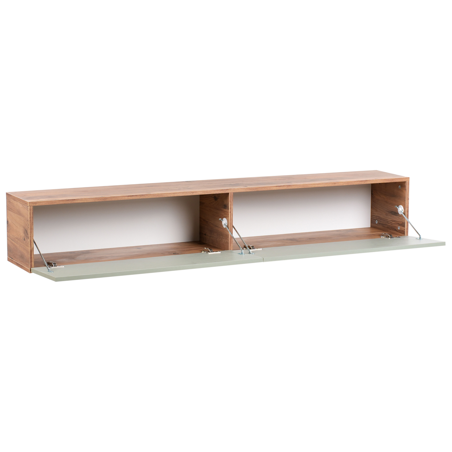 Wall Mount TV Stand Light Green Brown For 70 Inch TV 2 Cabinets