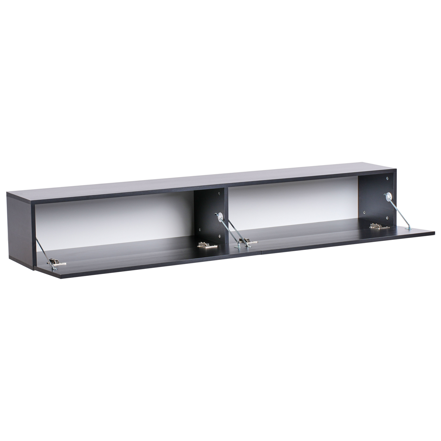 Wall Mounted TV Stand Black Up To 70In Two Cabinets