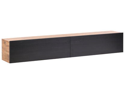 Wall Mount TV Stand Black Brown Up To 70in 2 Cabinets