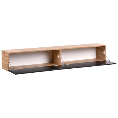 Wall Mount TV Stand Black Brown Up To 70in 2 Cabinets