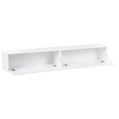 Wall Mounted TV Stand White For 70 Inch TV, 2 Cabinets