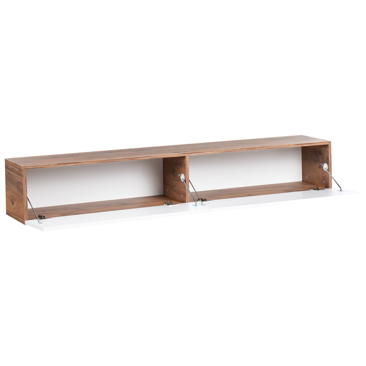 Wall Mounted TV Stand White Brown Up To 70 Inch With 2 Cabinets