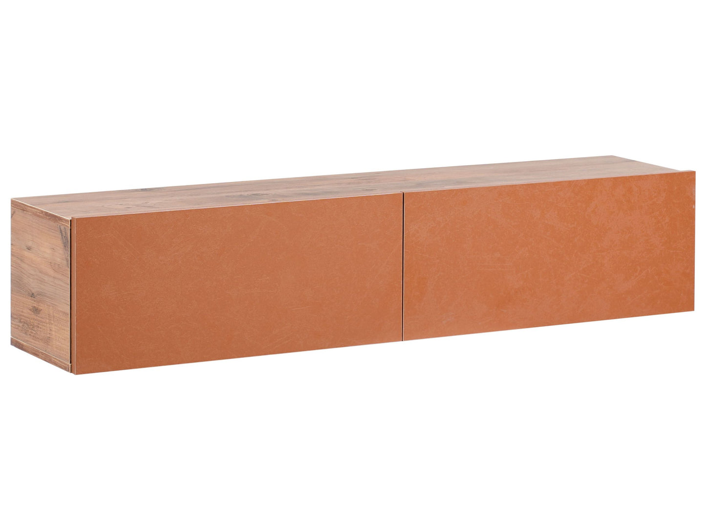 Wall Mounted TV Stand 55 Inch Red Brown Minimalist 2 Cabinets