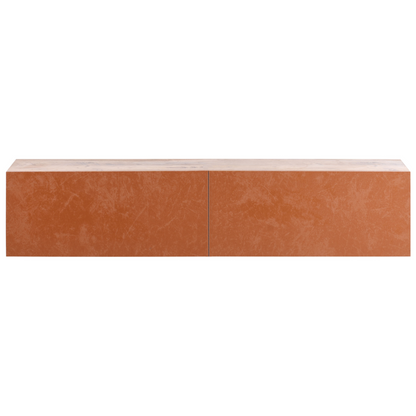Wall Mounted TV Stand 55 Inch Red Brown Minimalist 2 Cabinets