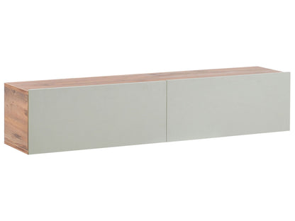 Wall Mounted TV Stand 55 Inch Minimal 2 Cabinets LightGreen
