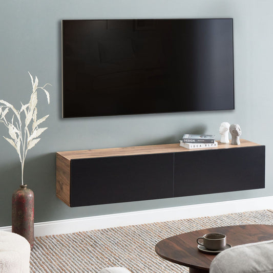 Wall Mounted TV Stand Up To 55 Inch Two Cabinets Minimalist