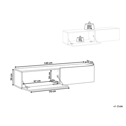 Wall Mounted TV Stand Up To 55 Inch Two Cabinets Minimalist